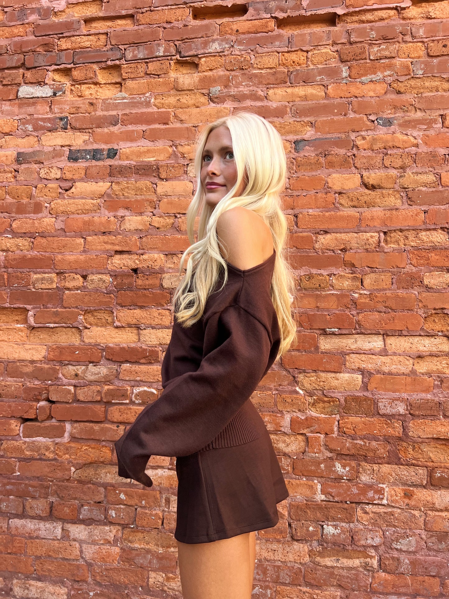 Renee Low Rise Stretch Mini Skort - Brown