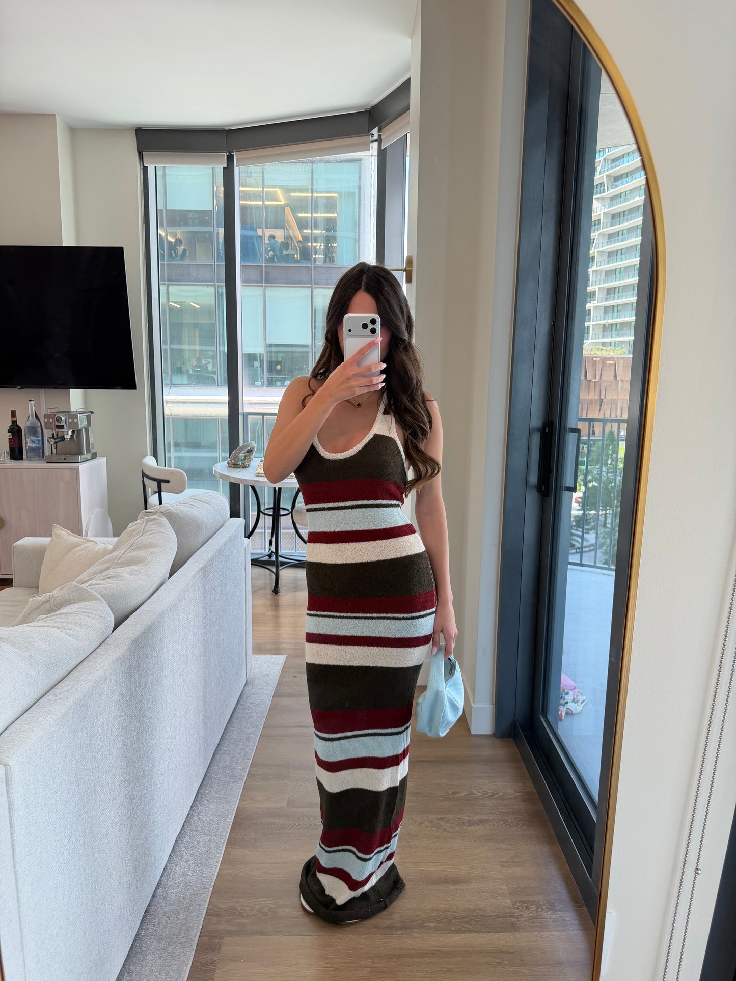 Effie Halter Maxi Dress - Multi Stripe