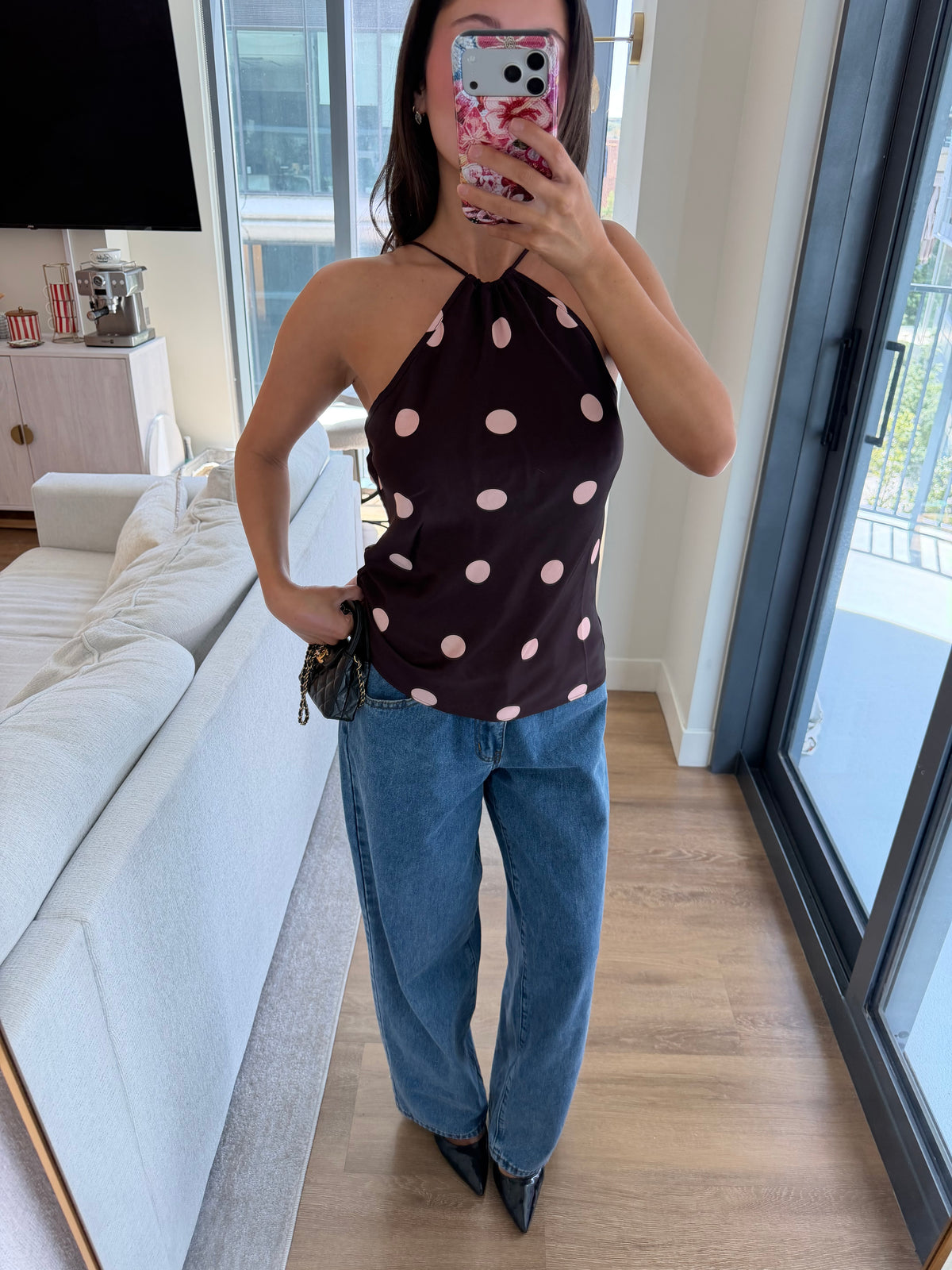 Cressida Top - wine polka