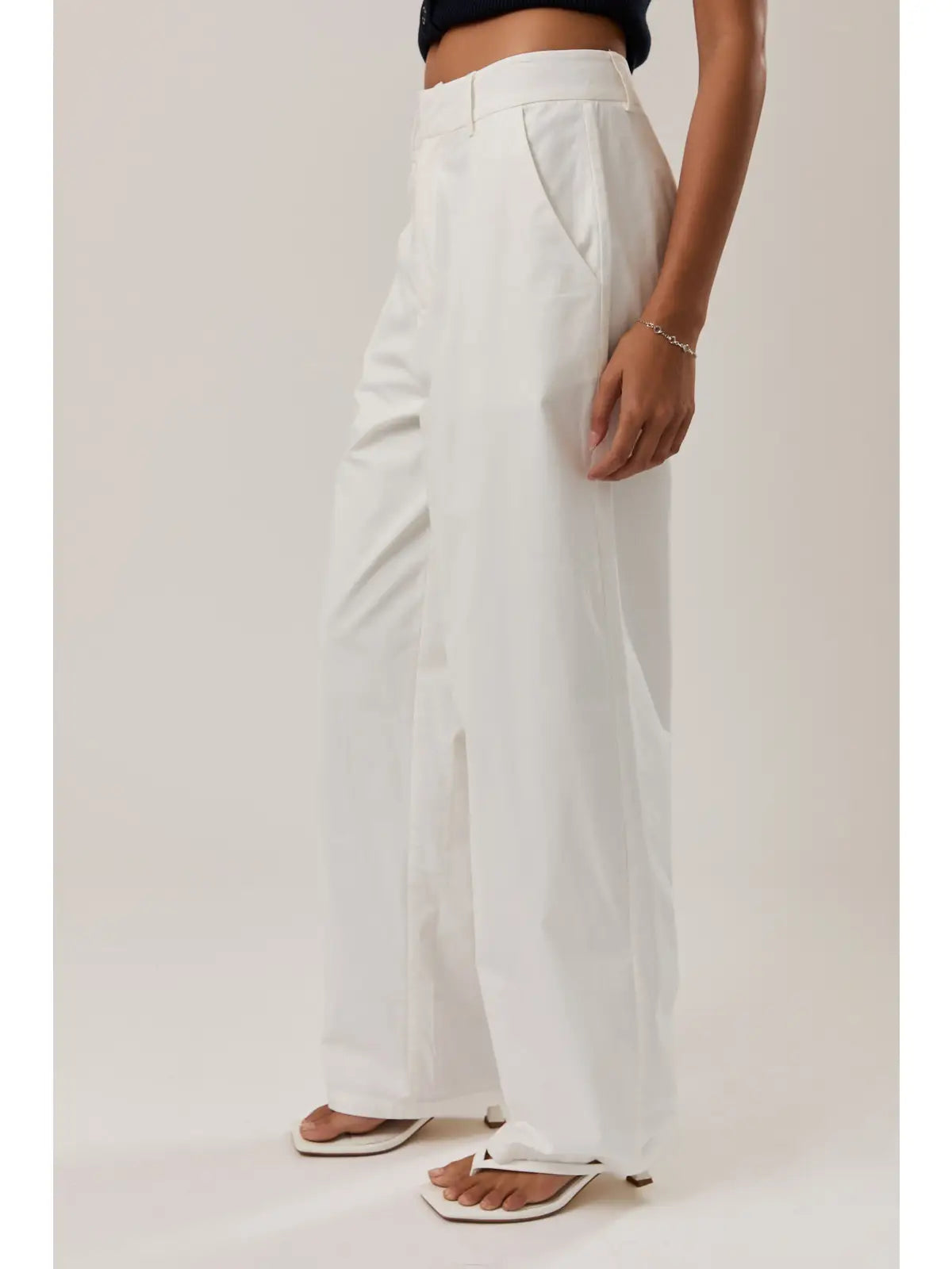 Marisa Mid Rise Wide Pants - WHITE