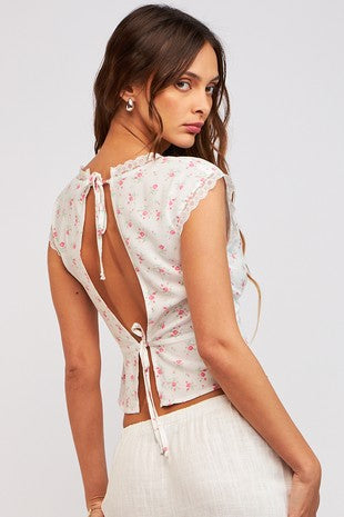 Kya V-neck Open Back Crop Top