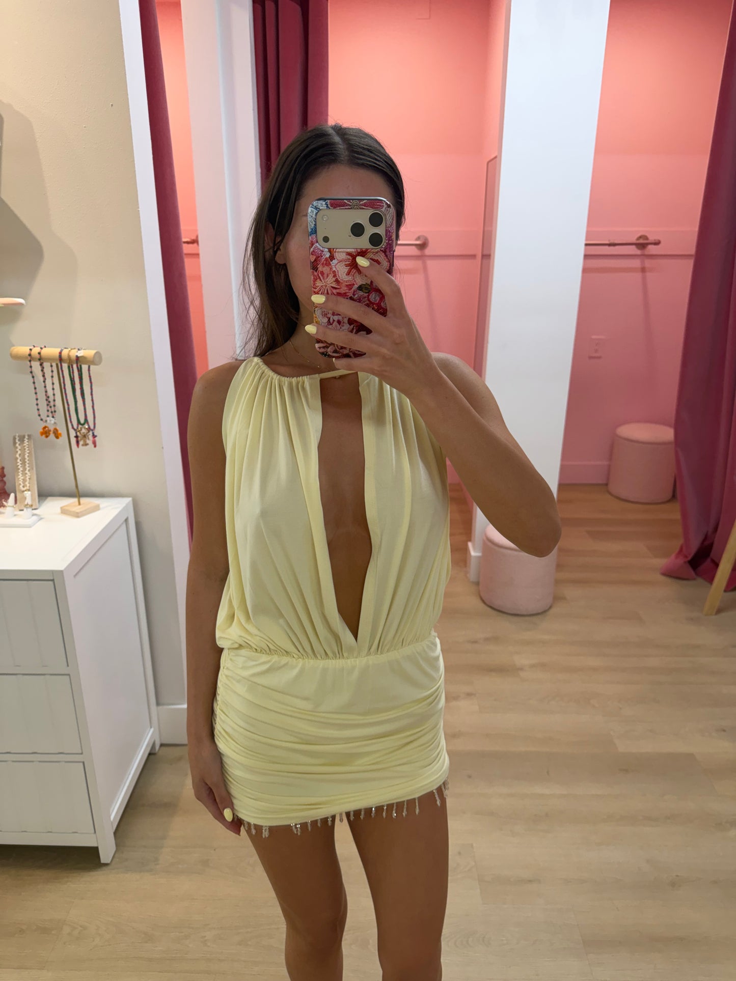 Genevieve Halter Crystal Fringe Mini Dress