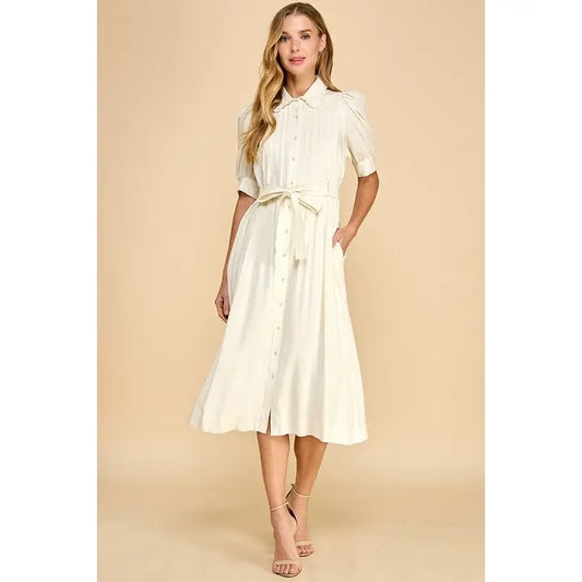 Kennedy Collared Pintuck Dress