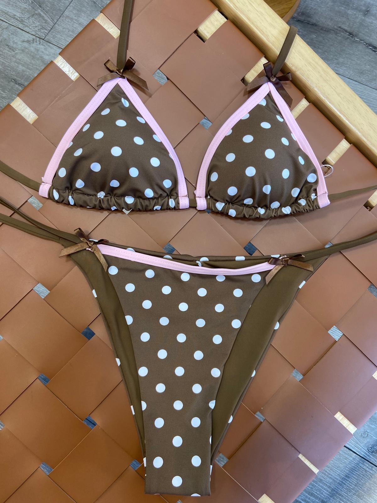 Bailey Bikini Bottom - Mocha Polka