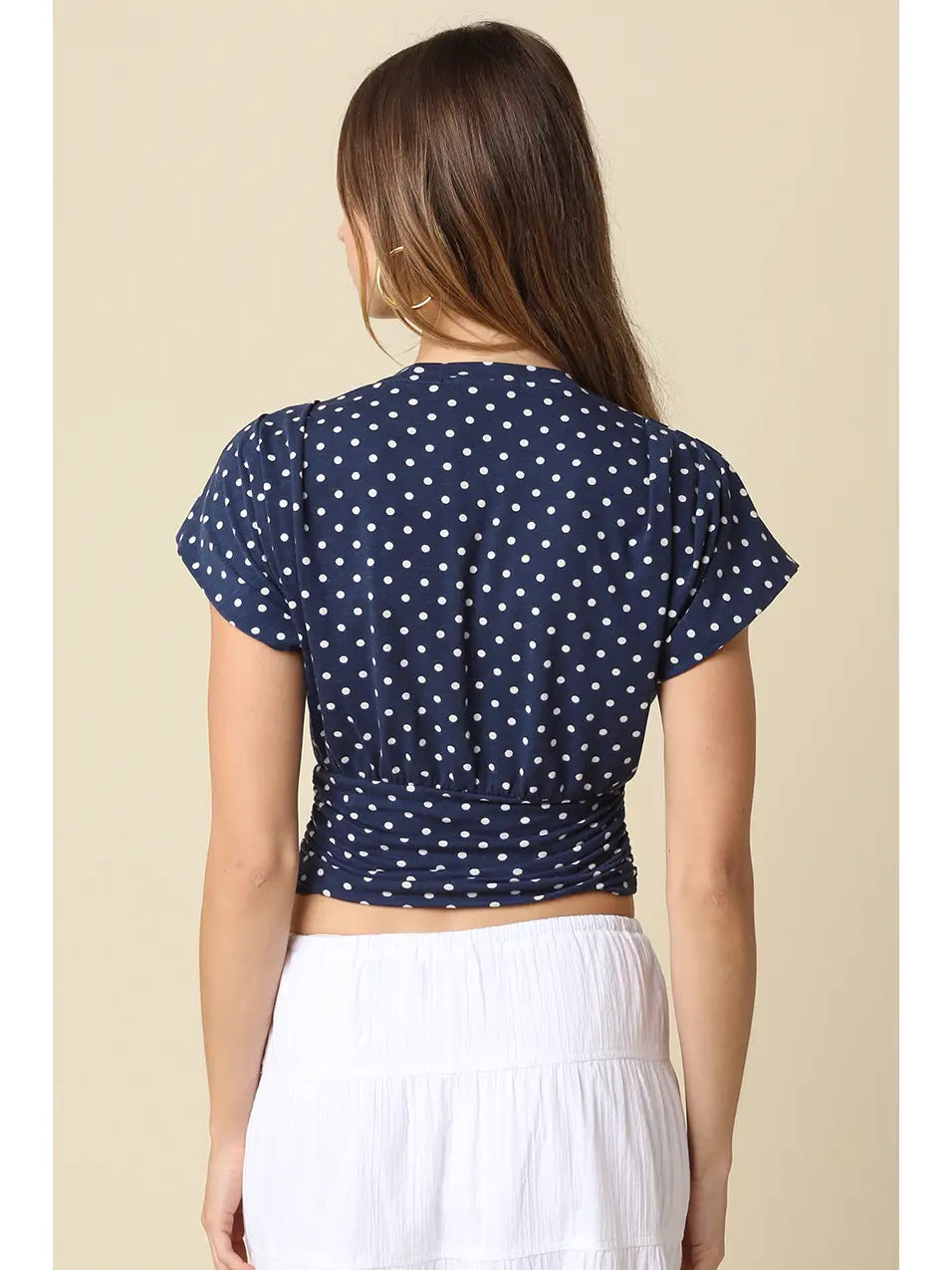 Kiley Polka Dot Crop Top - Navy