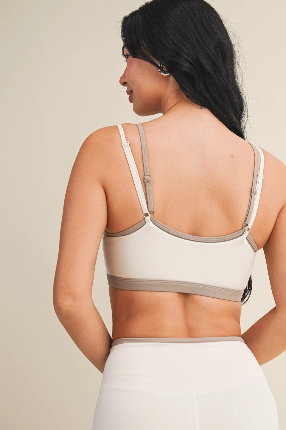 Addie Layered Sports Bra - COFFEE CREAM