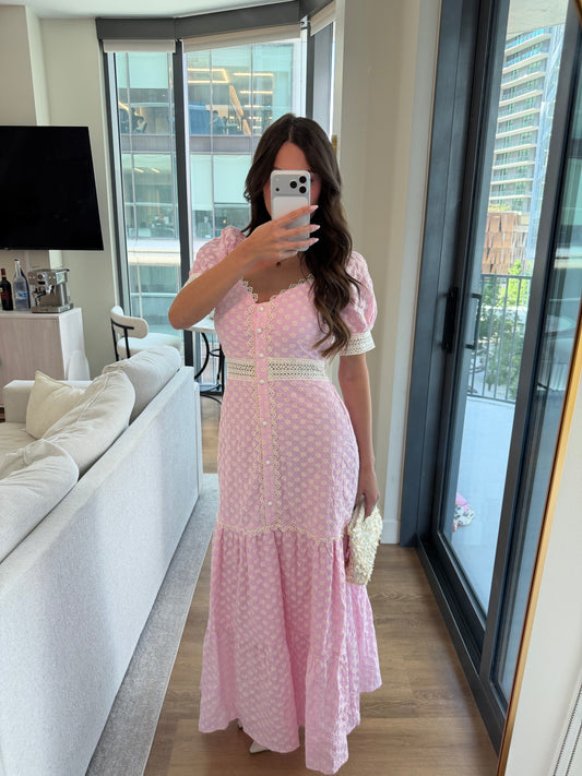Presley Lace-Trimmed Maxi Dress - Pink