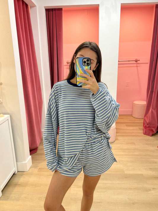 Cadie Striped Shorts - Sailor Blue