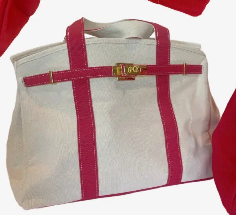 Beach Birkin -Red / Canvas Tote
