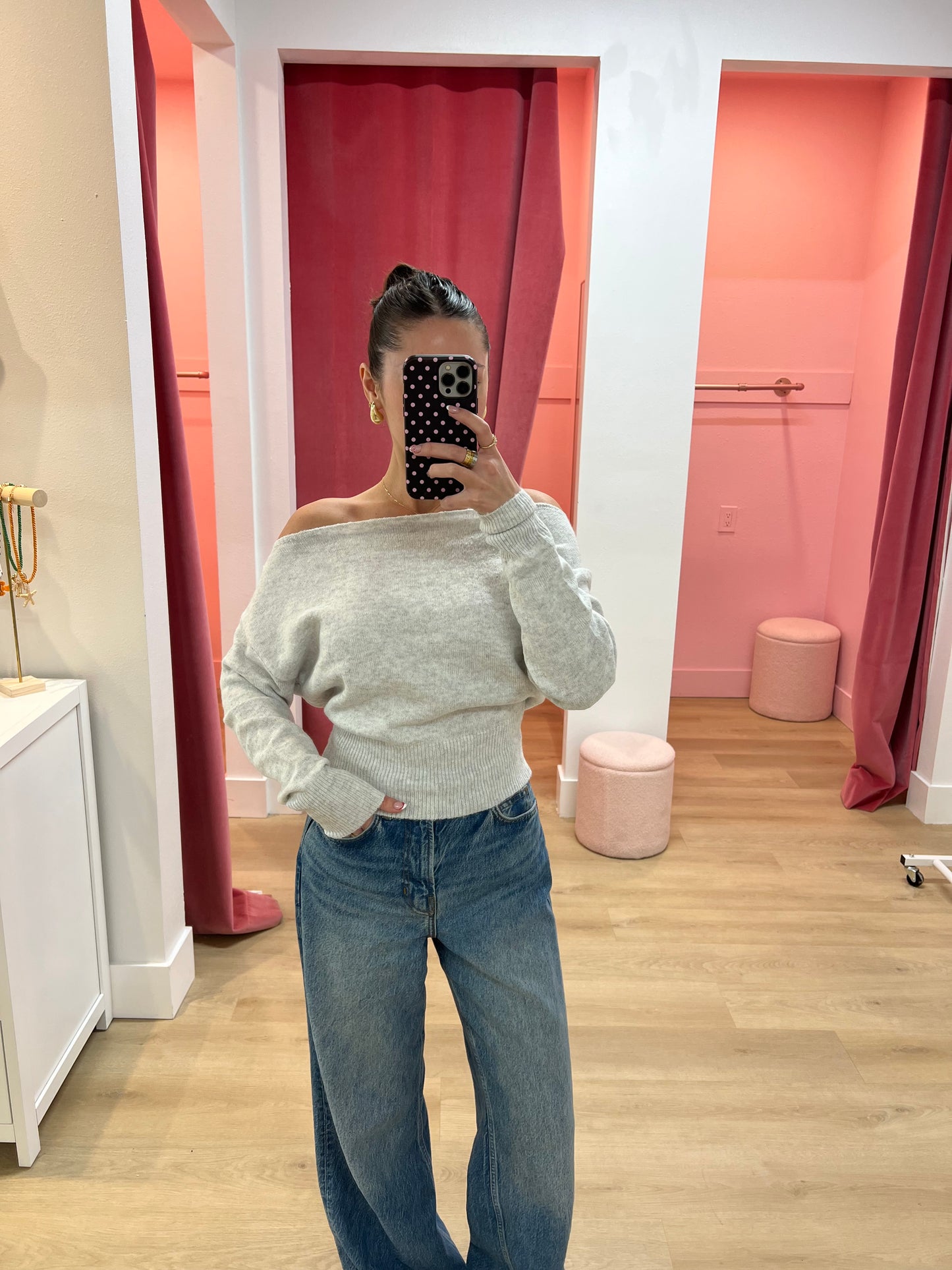 Chiara Off Shoulder Knit Sweater Top