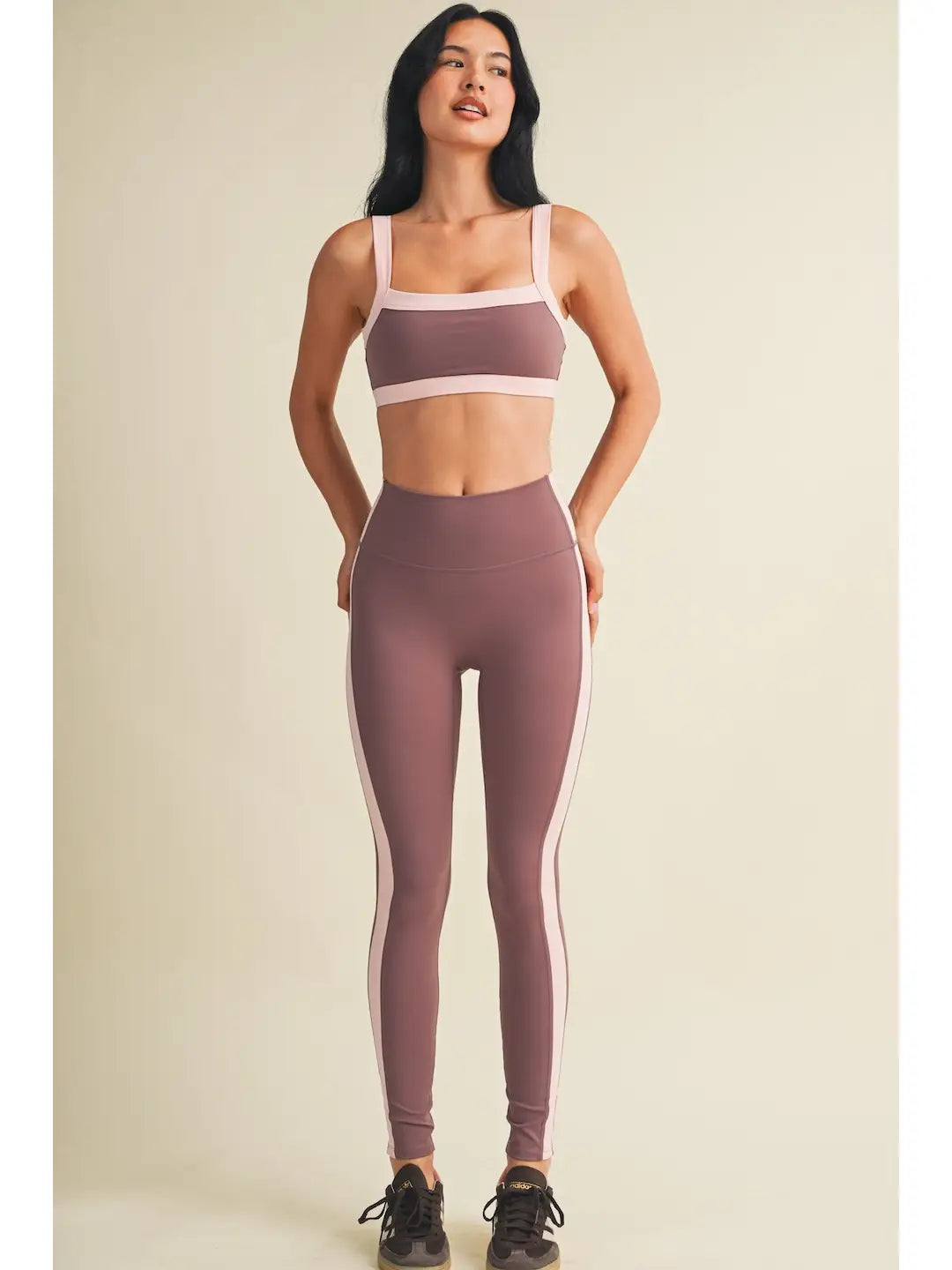 Renee Block Contrast Legging - Mauve