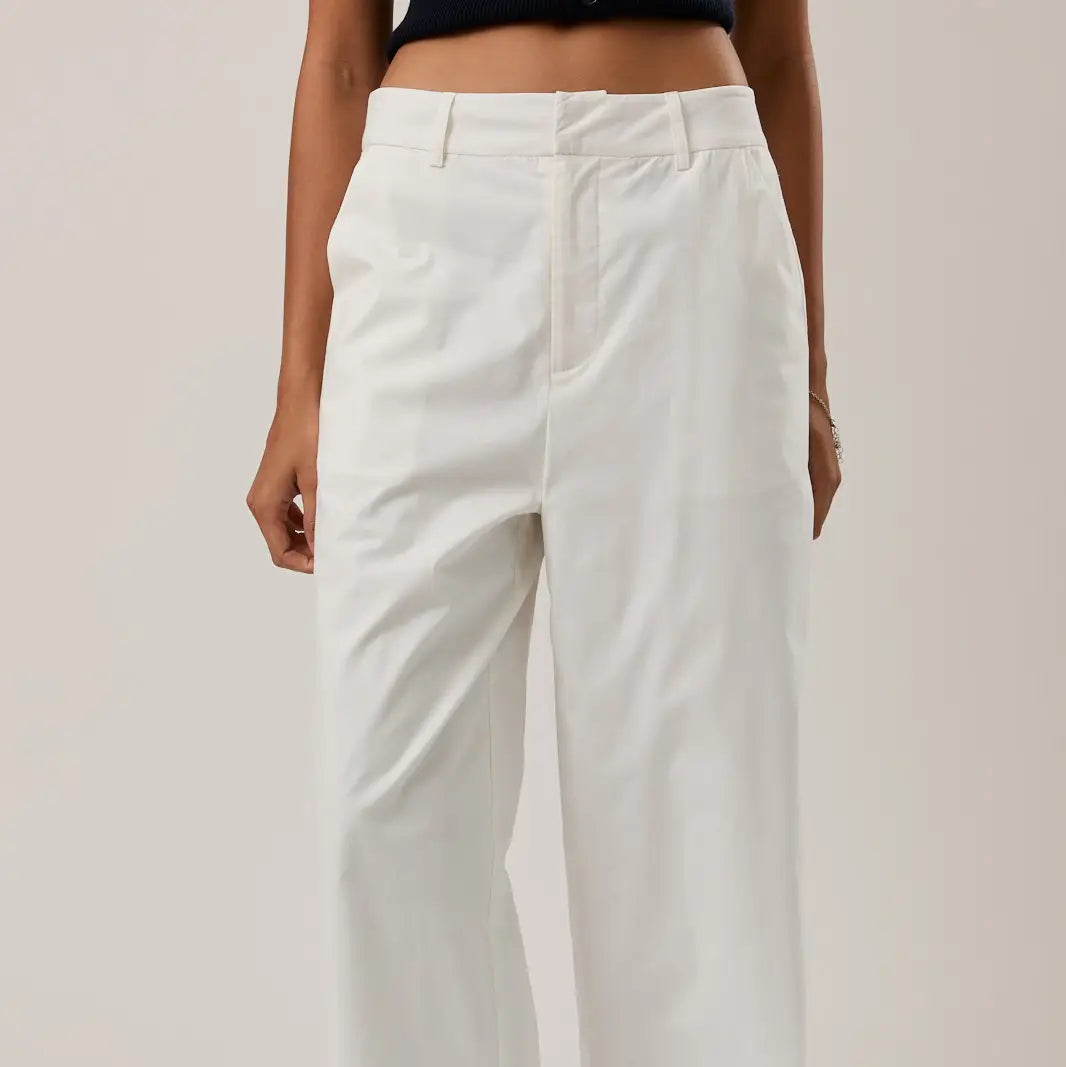 Marisa Mid Rise Wide Pants - WHITE