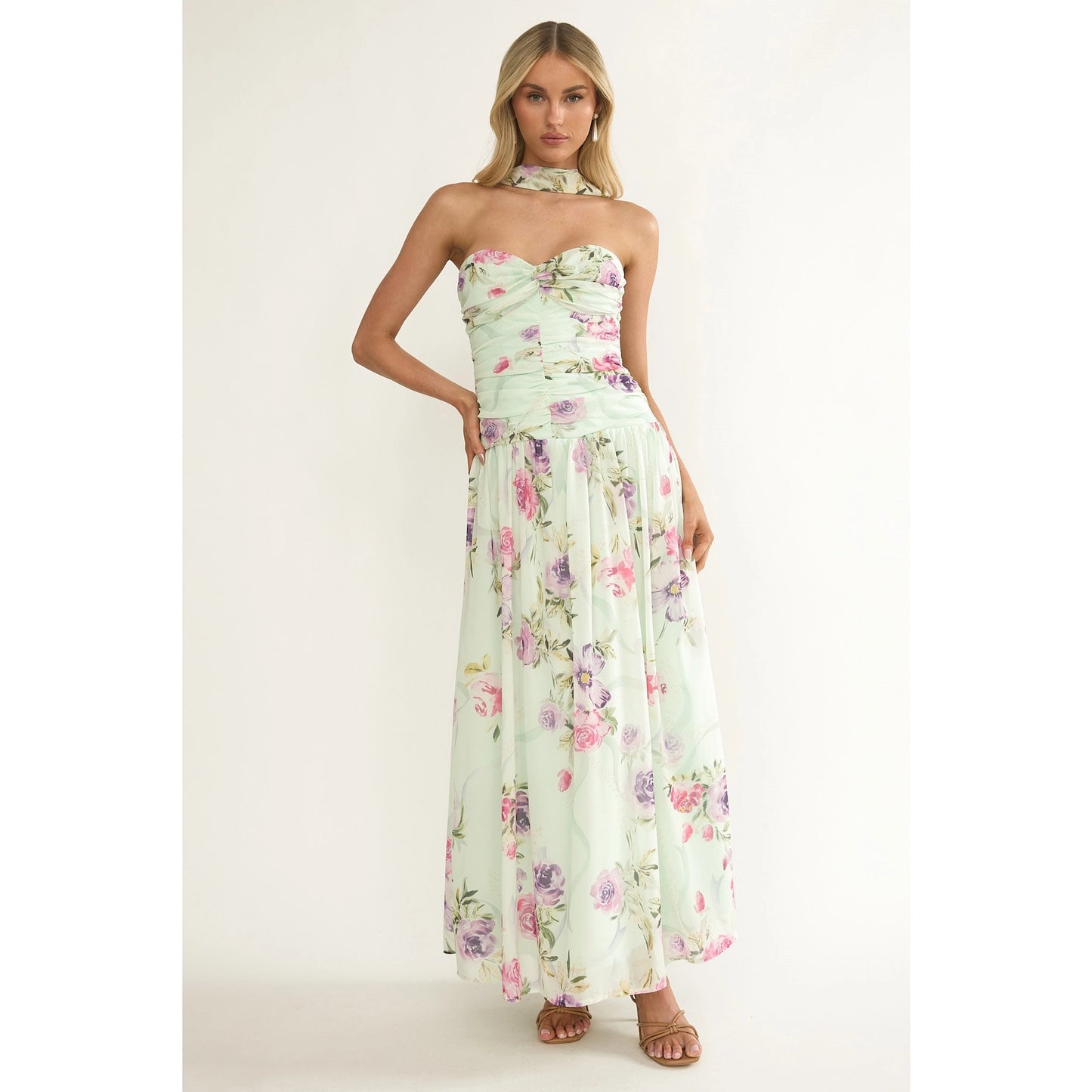 Kate Mint Floral Maxi Dress