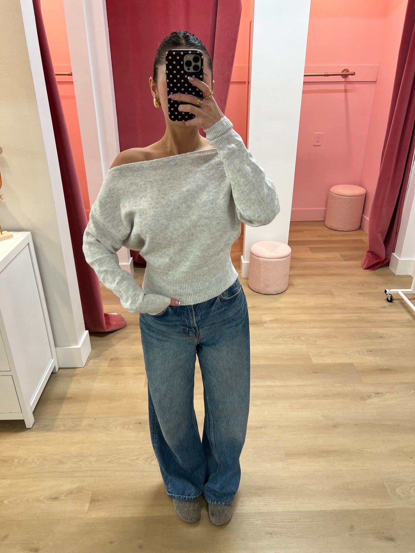 Chiara Off Shoulder Knit Sweater Top