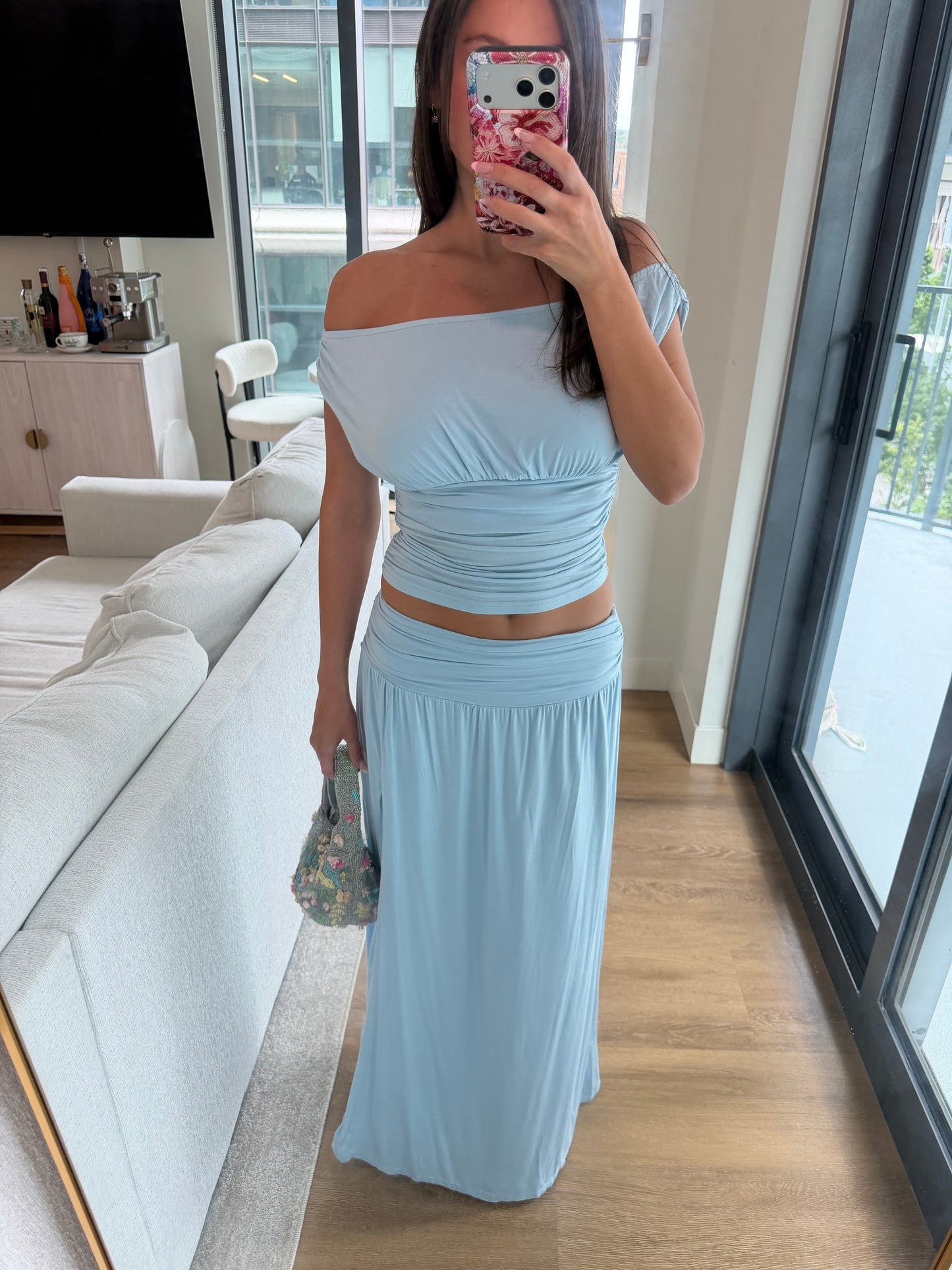 Farrah Ruched Top - SKY BLUE