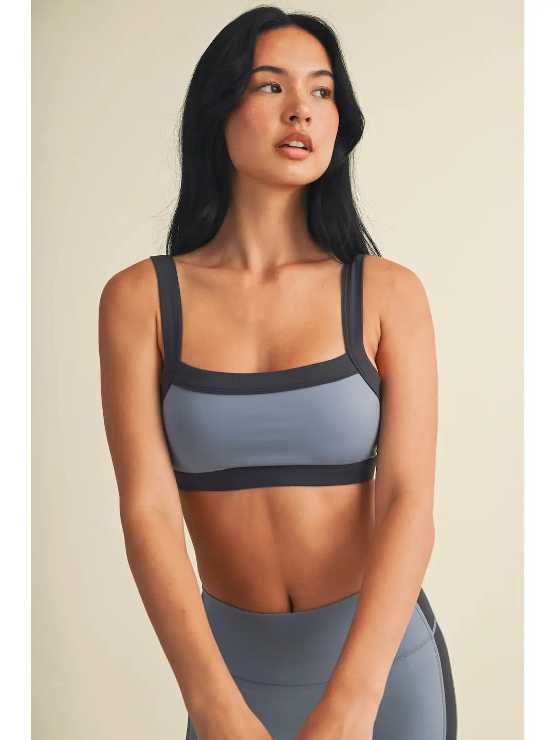 Renee Block Contrast Sports Bra - Slate