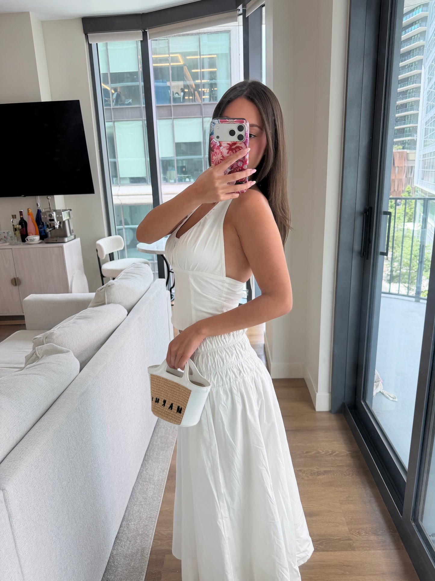 June Maxi Poplin Skirt - Pearl White