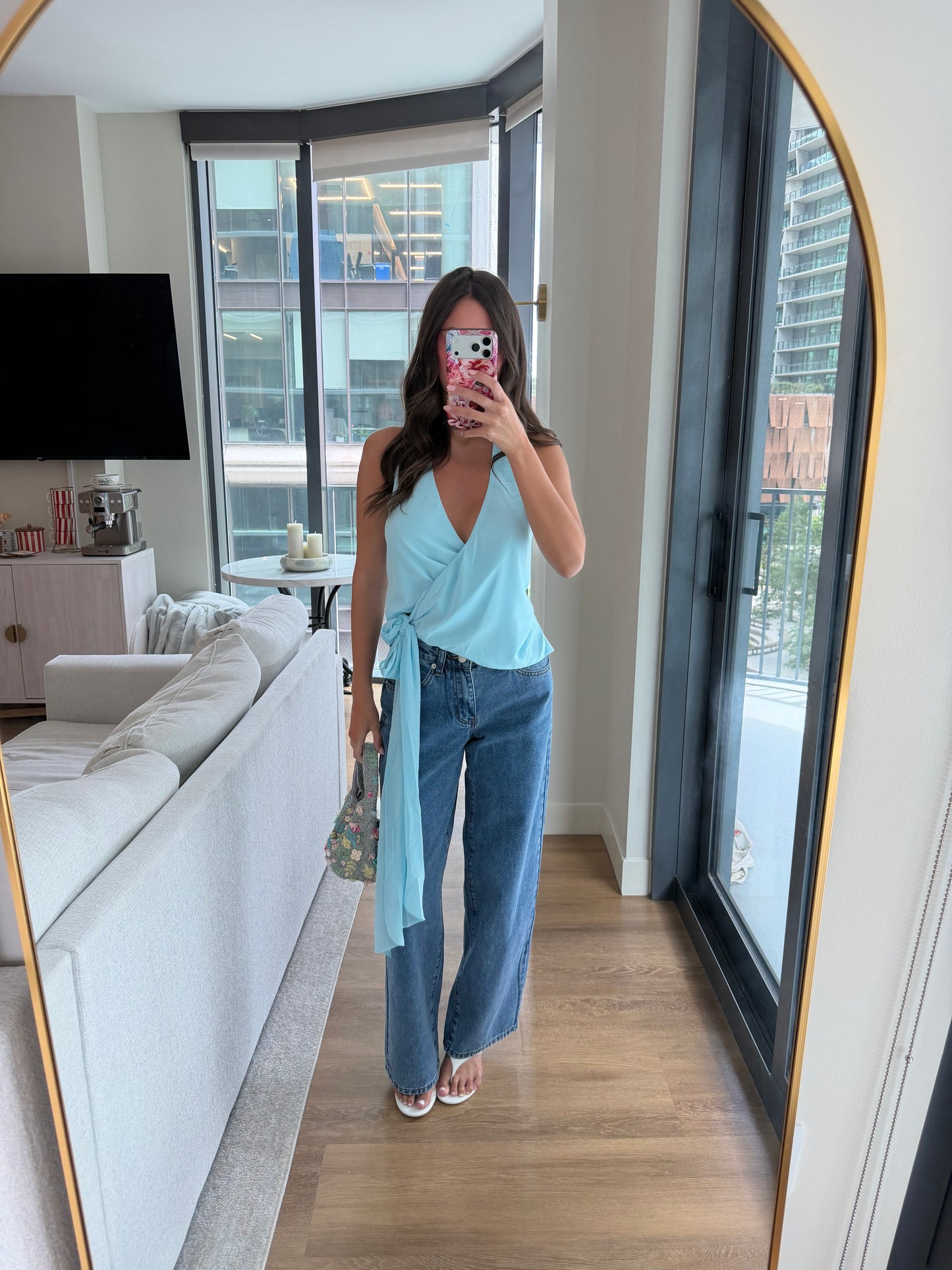 Arlow Wrap Top - AQUA MIST