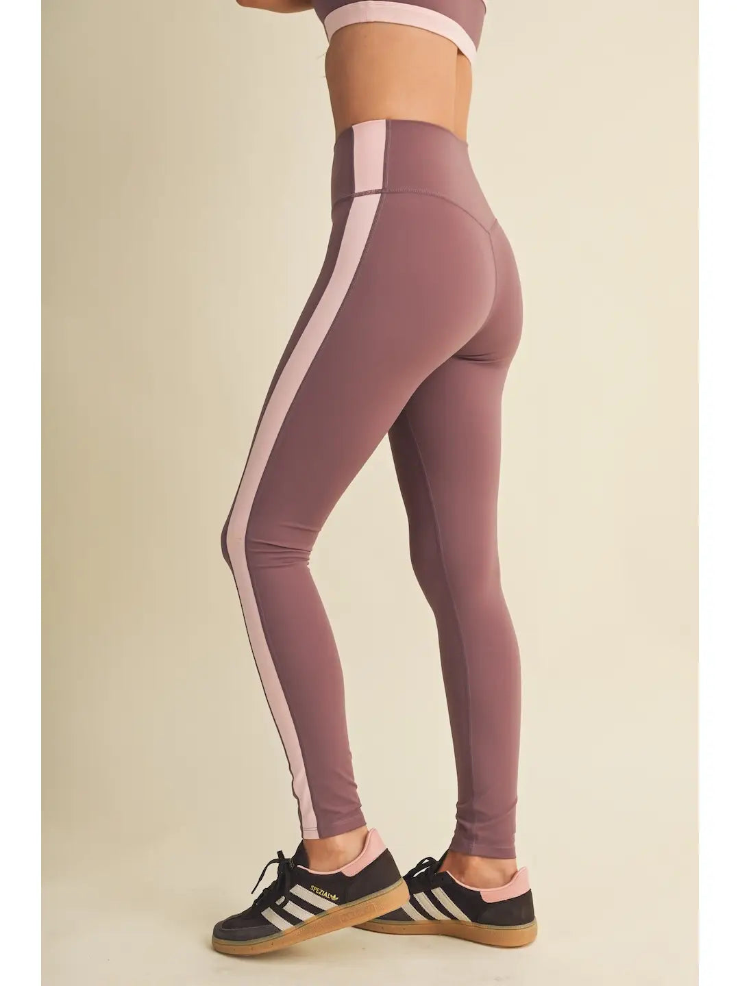 Renee Block Contrast Legging - Mauve