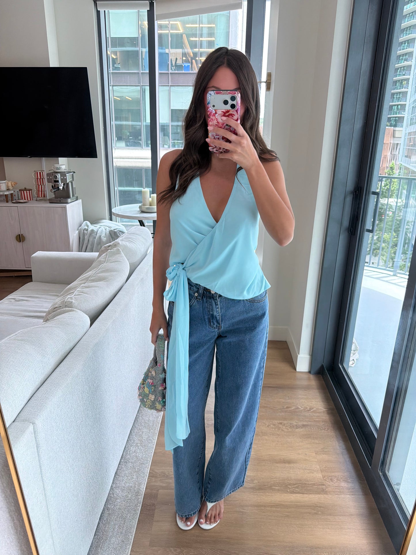 Arlow Wrap Top - AQUA MIST