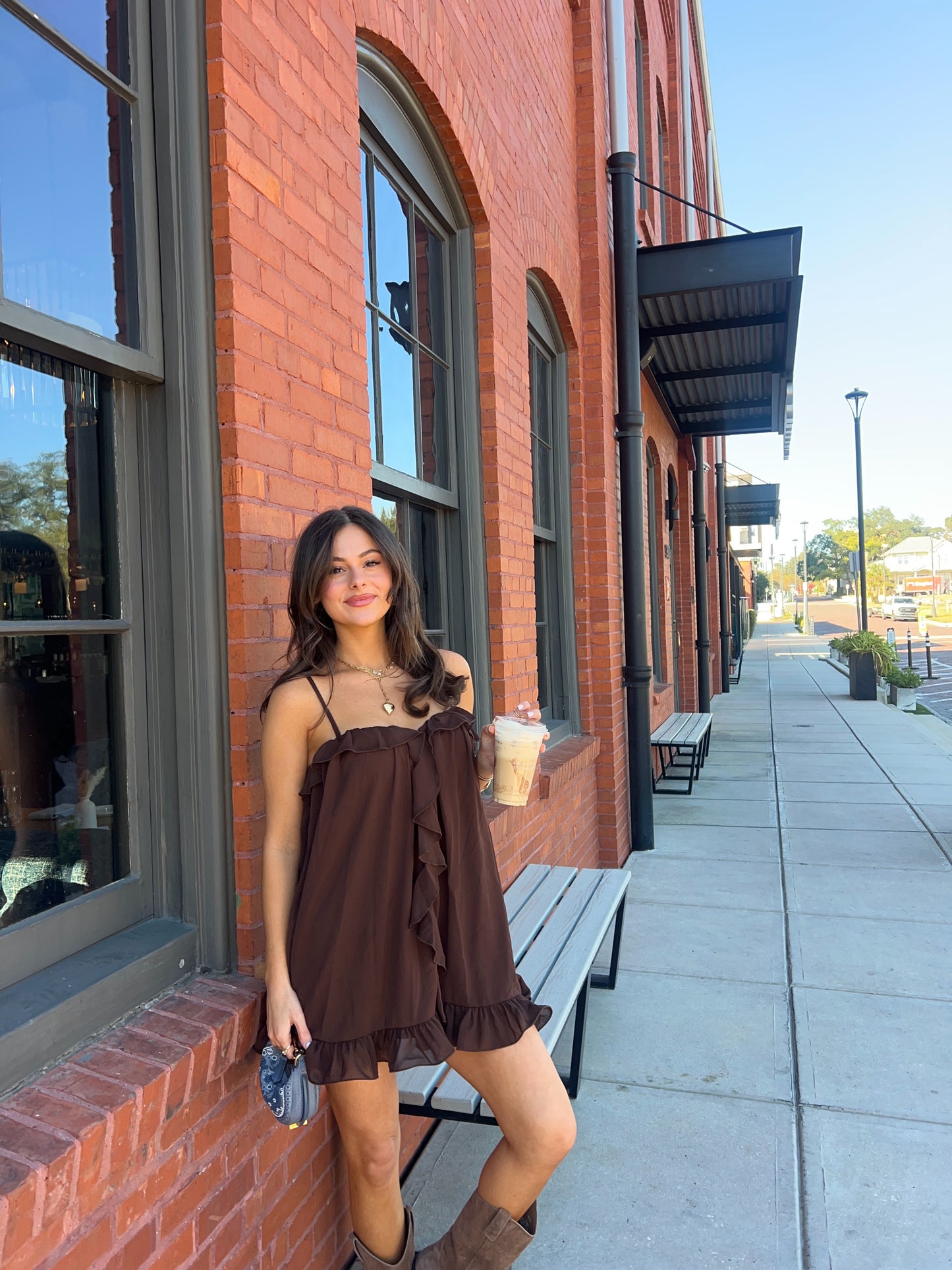 KRISTIA MINI DRESS - CHOCOLATE