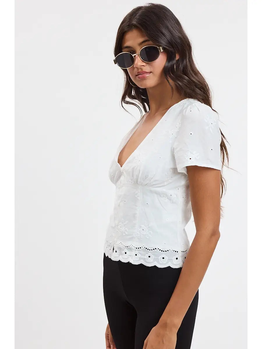 Jeanie Eyelet Lace Blouse - white