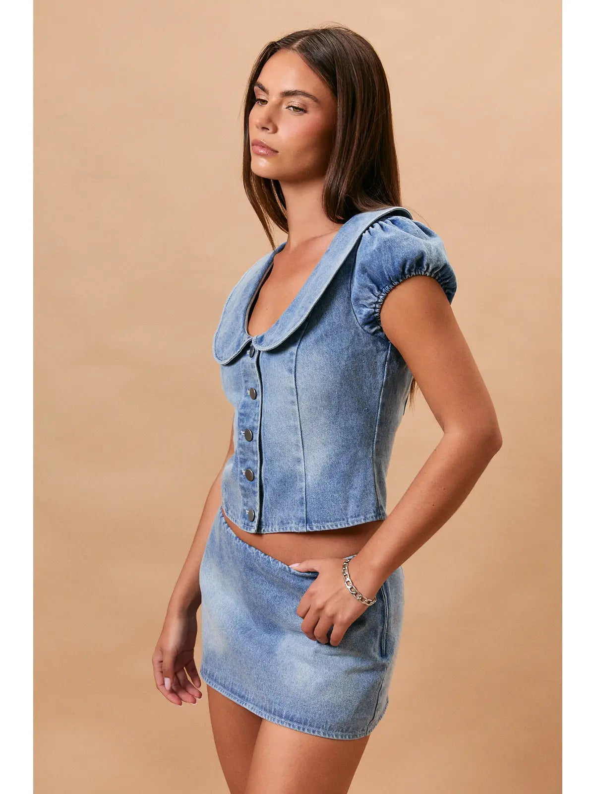 Callie Collared Denim Top