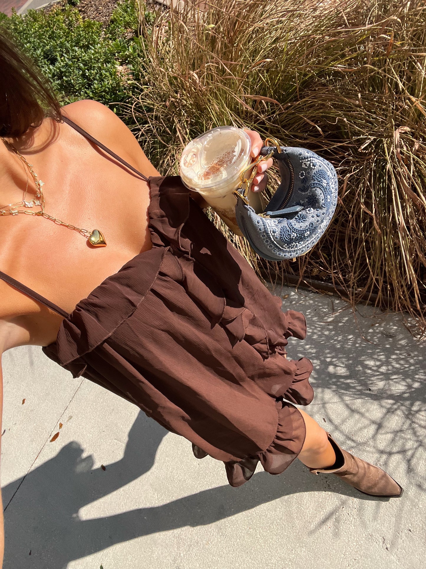 KRISTIA MINI DRESS - CHOCOLATE