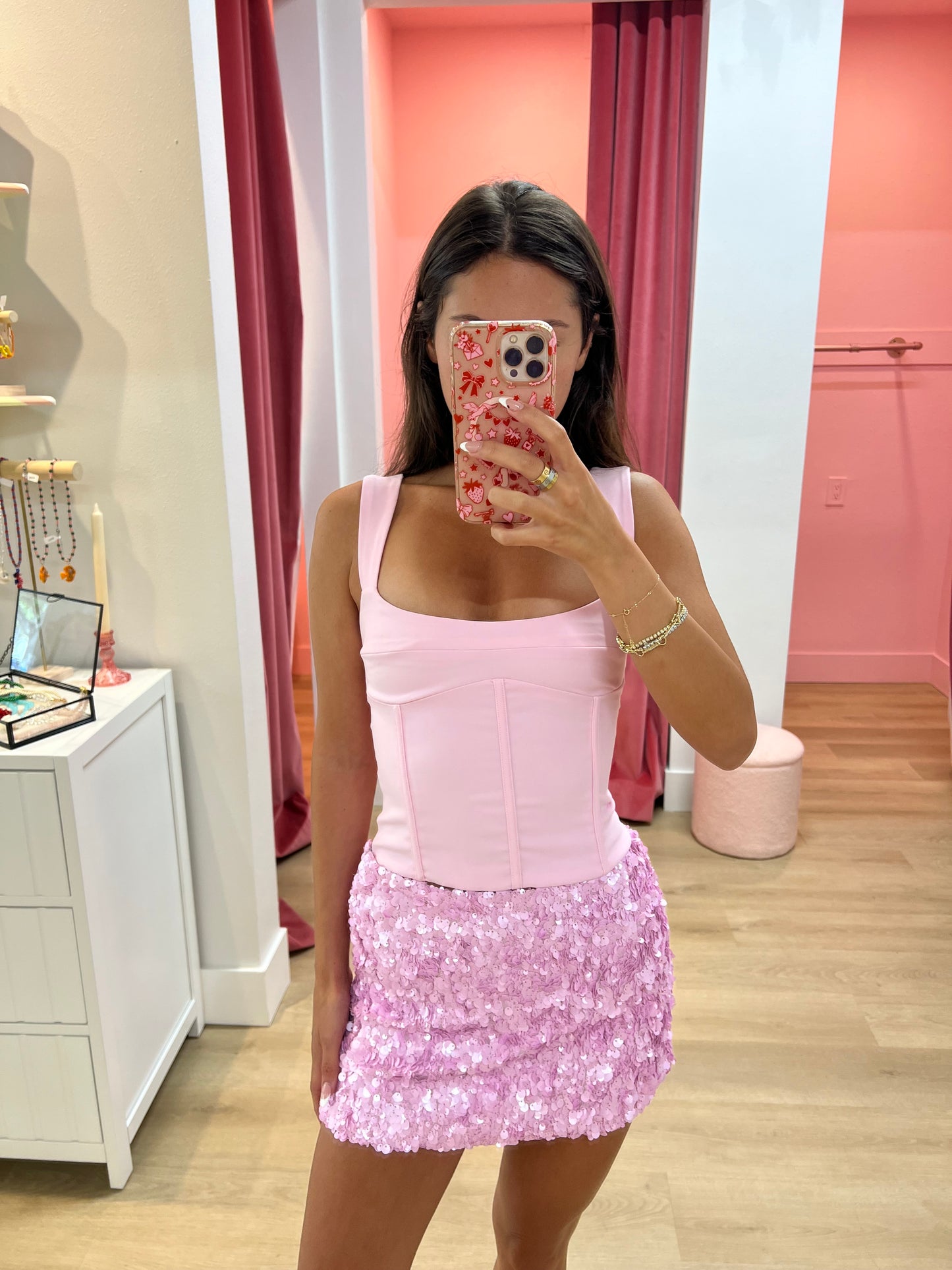 Orion Sequin Skirt - Pink