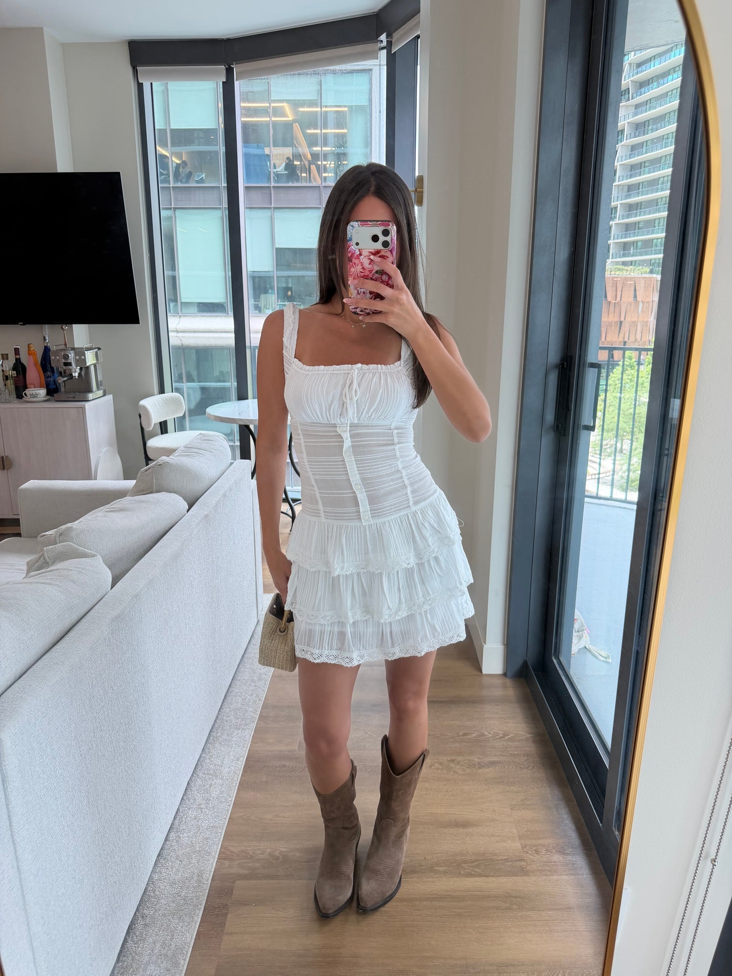 Khloe Tiered Ruffle Dress - White