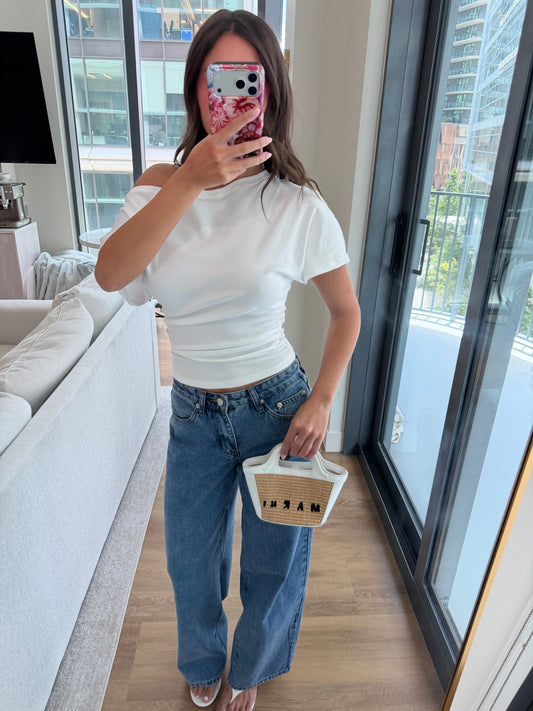 Bonne One Shoulder Top - WHITE