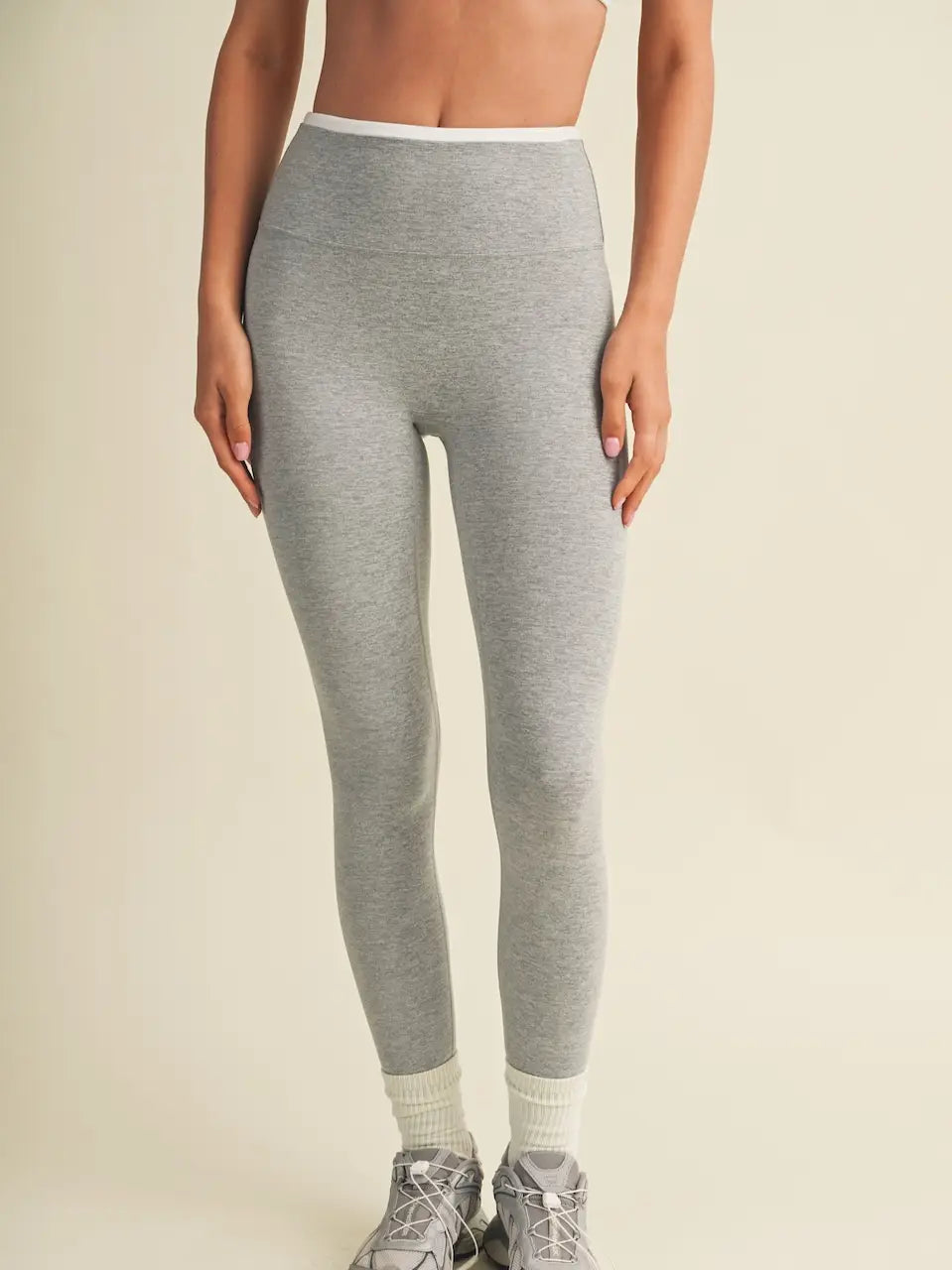 Addie Contrast Legging - Heather Grey