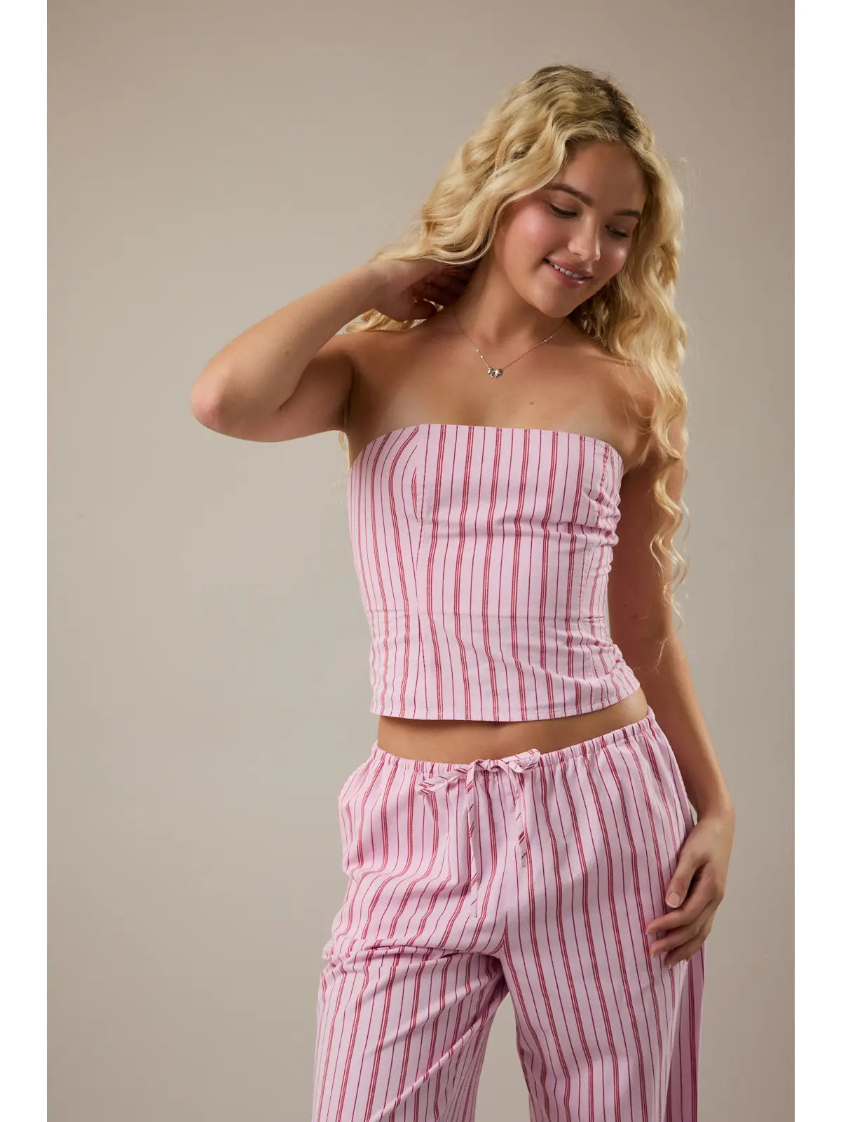 Lottie Tube Top - Stripe Peony