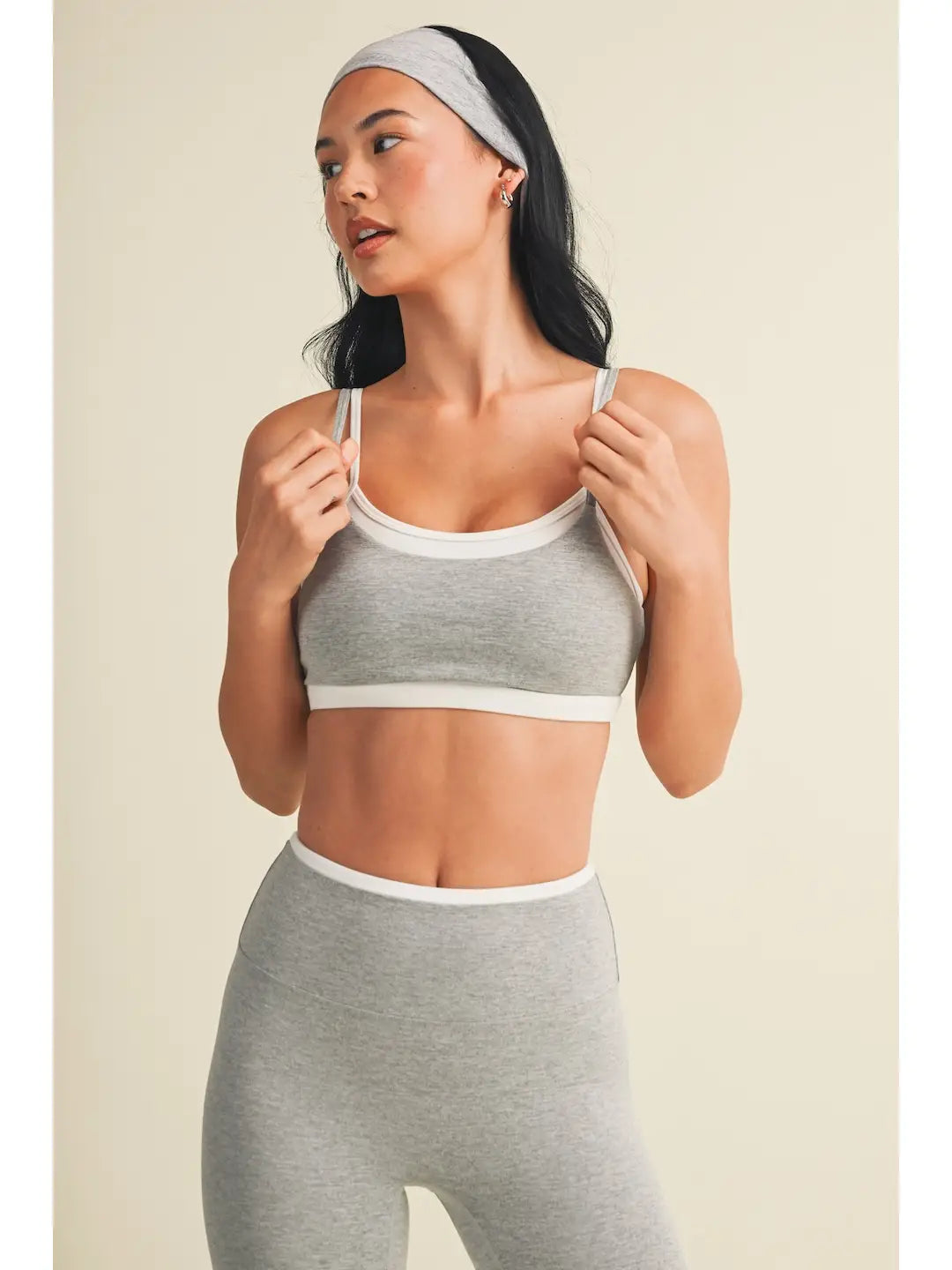 Addie Layered Sports Bra - Heather Grey