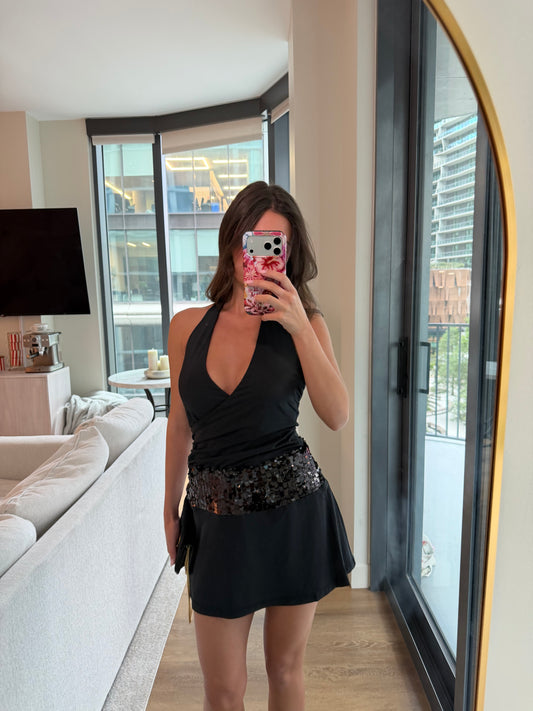Rumi Halter Mini Dress - BLACK