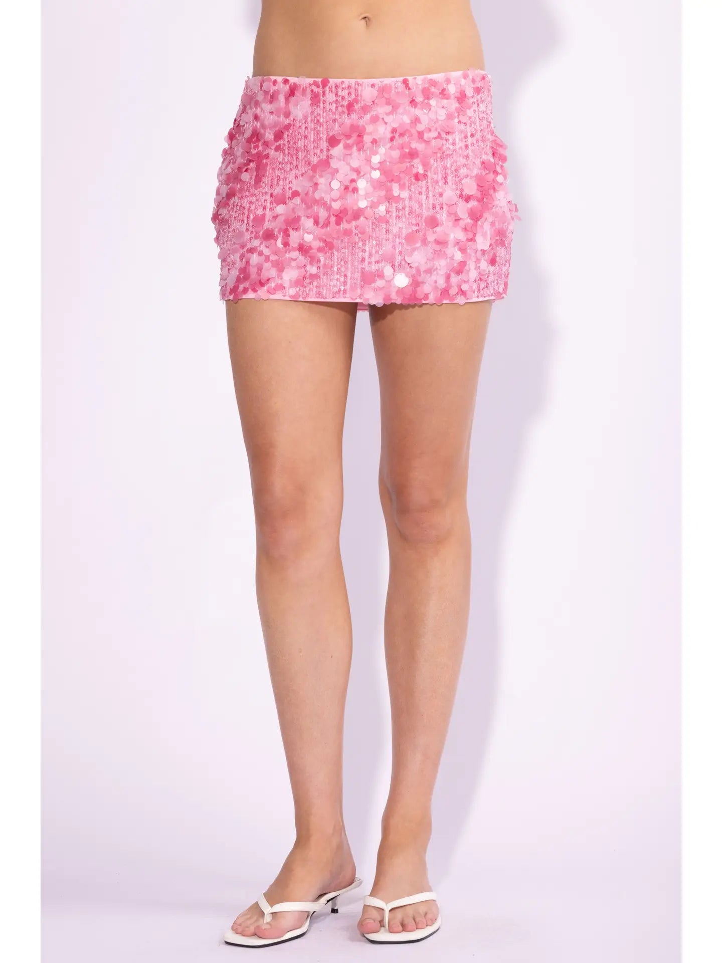 Aquamarine Sequin Mini Skirt - Pink