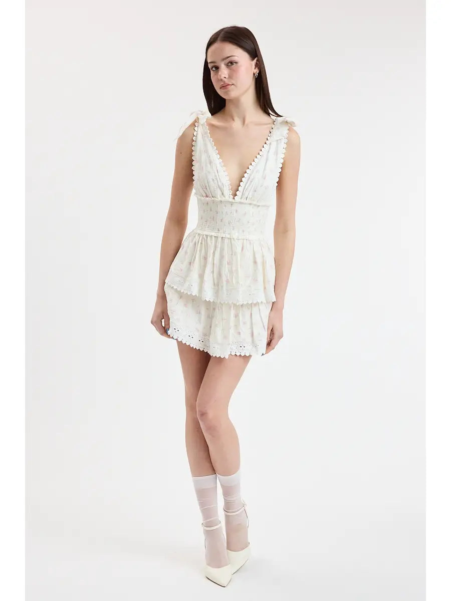 Magnolia Layered Lace Mini Dress - DITSY PINK