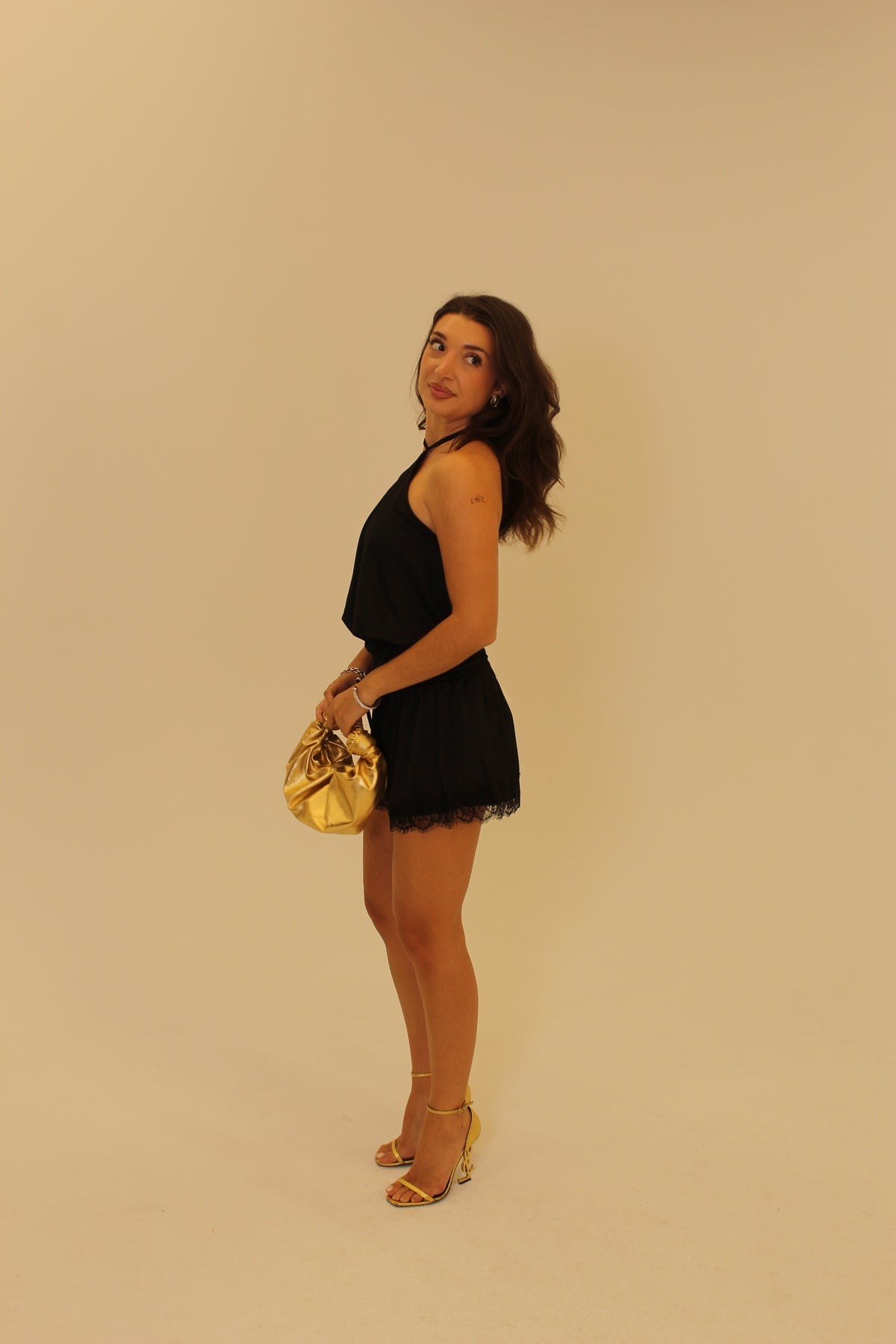 Brynn Lace Halter Top - BLACK