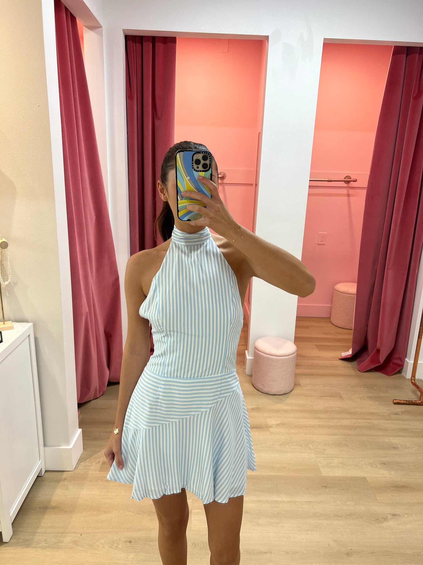 Dania Halter Dress - BLUE STRIPE