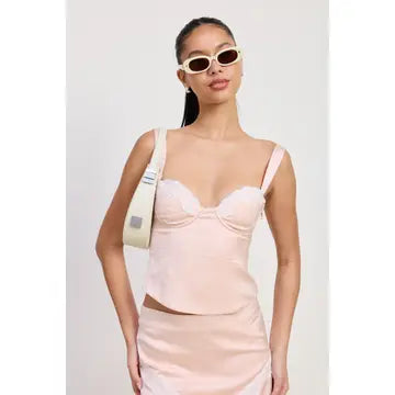 Kelsey Satin Bustier Top with Lace