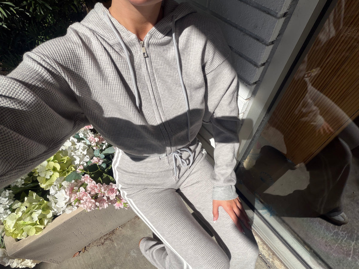 Grey Cloud Waffle Zip