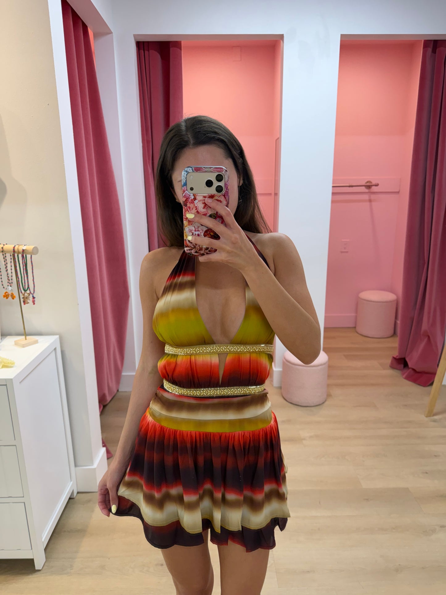 Martina Halter Plunge Mini Dress - ANABELL RED