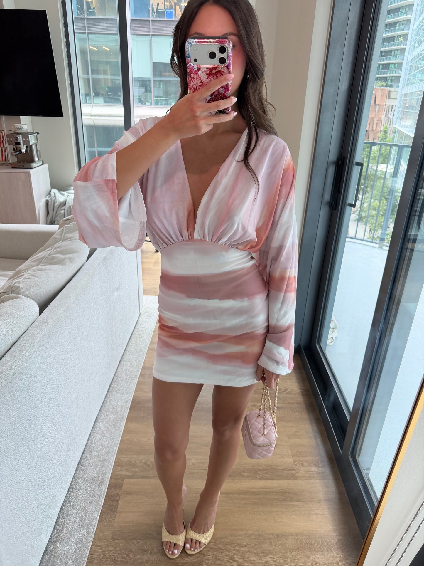 Helene Mini Dress - Pink Shell