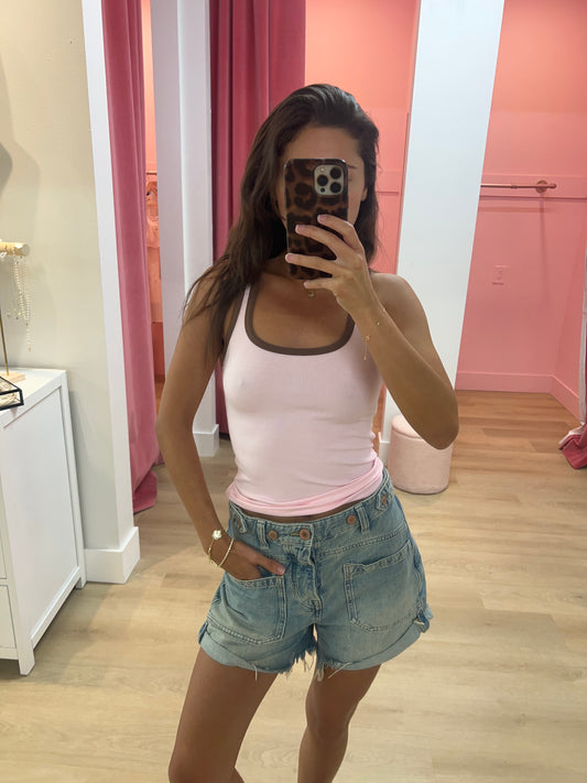Angelo Tank - PINK/ CHOCOLATE