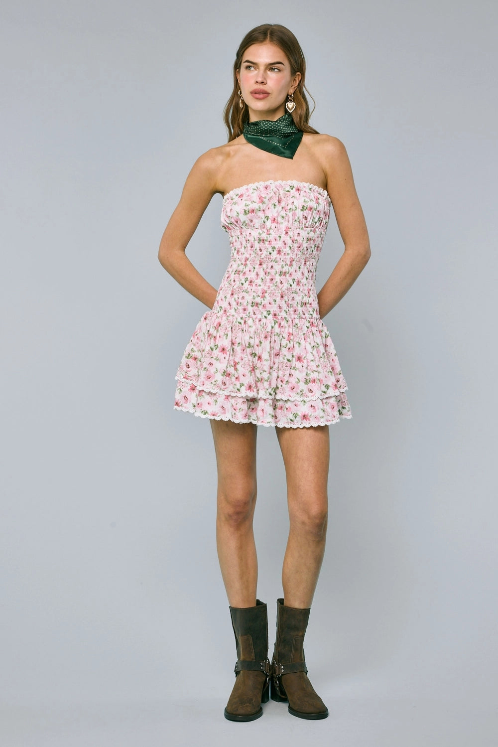 Clara Smocked Floral Tube Mini Dress