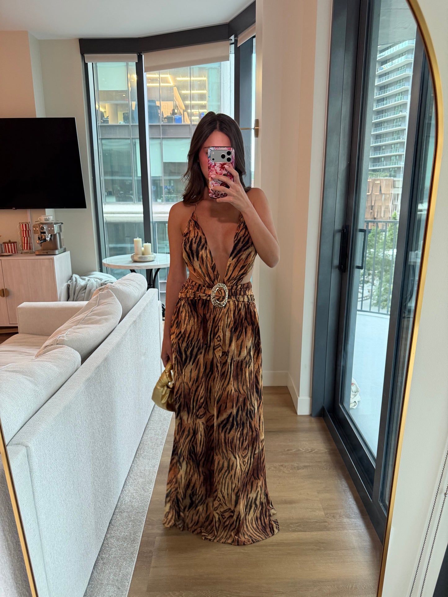 Tigress Plunge Maxi Dress