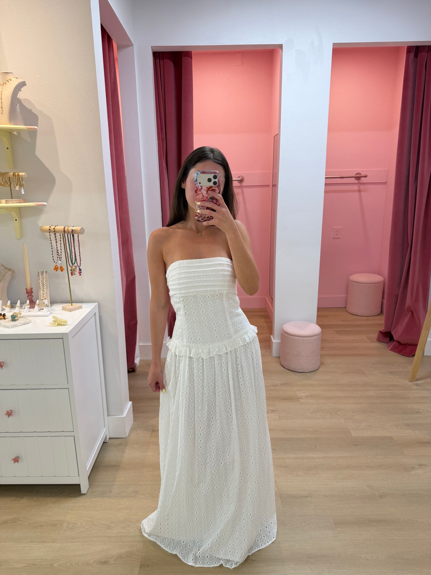 Ophelia Strapless Maxi Dress - WHITE