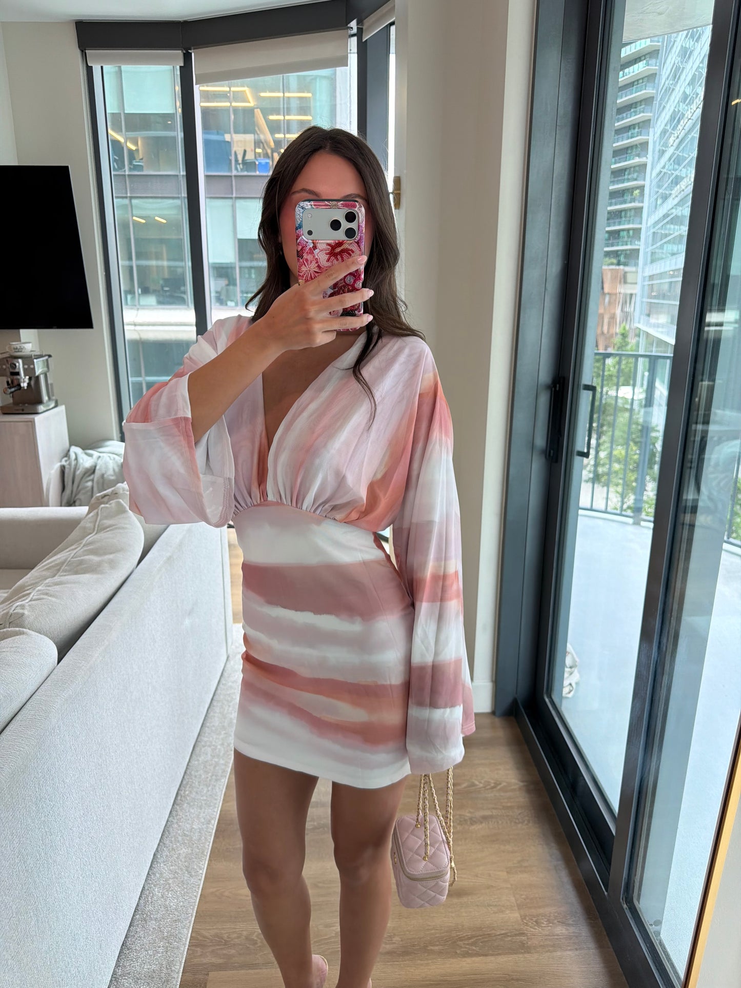 Helene Mini Dress - Pink Shell
