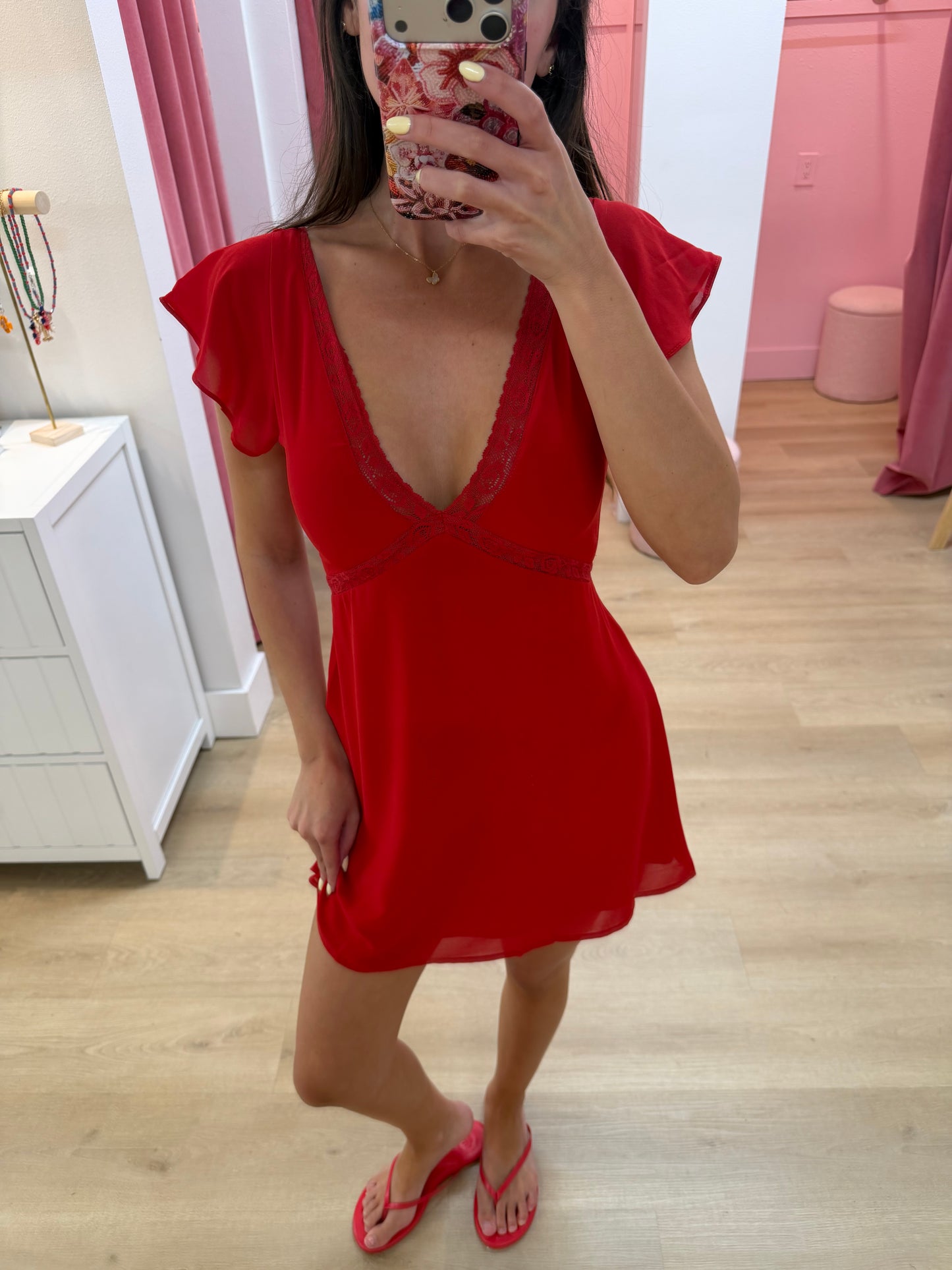 Claire Lace Trim Mini Dress