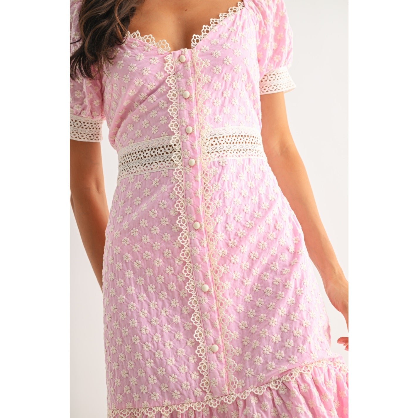 Presley Lace-Trimmed Maxi Dress - Pink